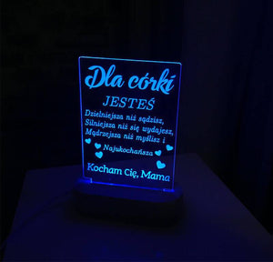 TheFatChance™ Akrylowa lampa dla córki "Jasne uczucia"